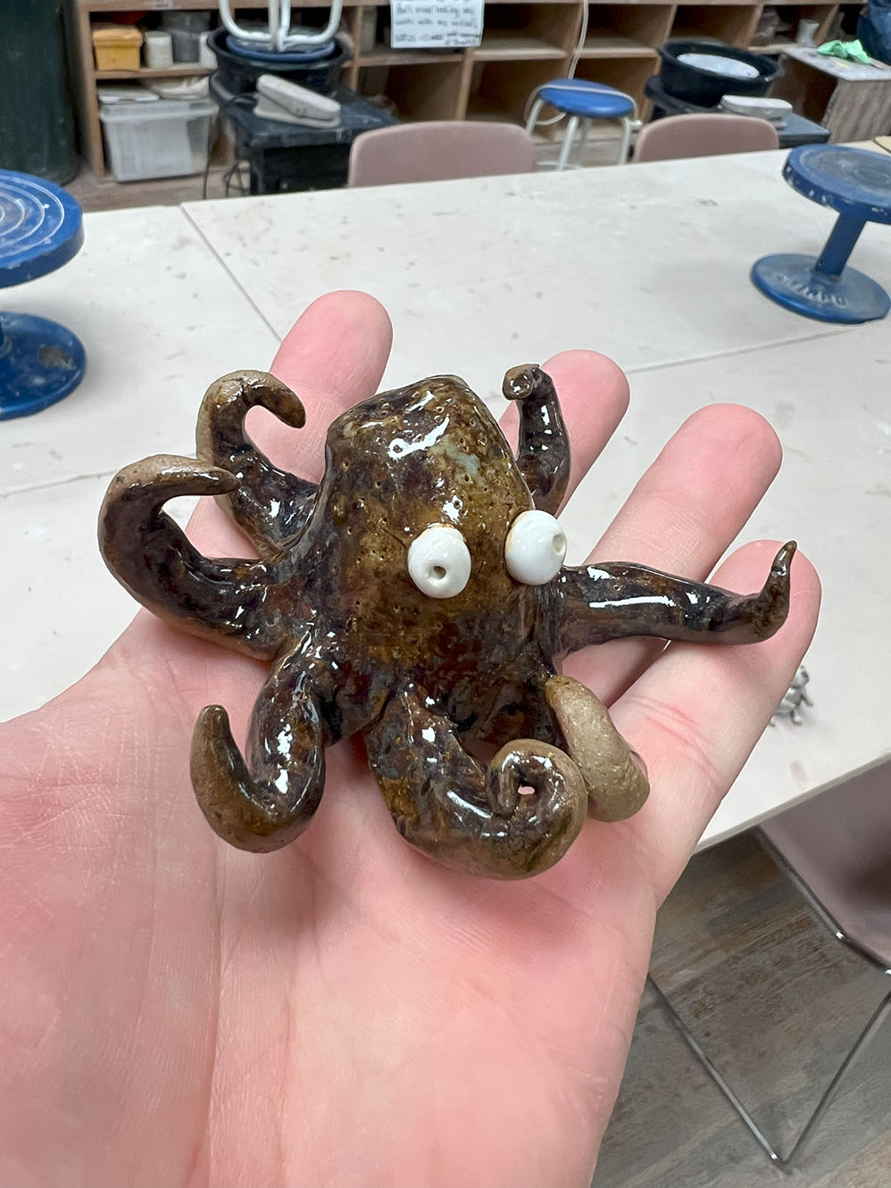 finished clay octopus